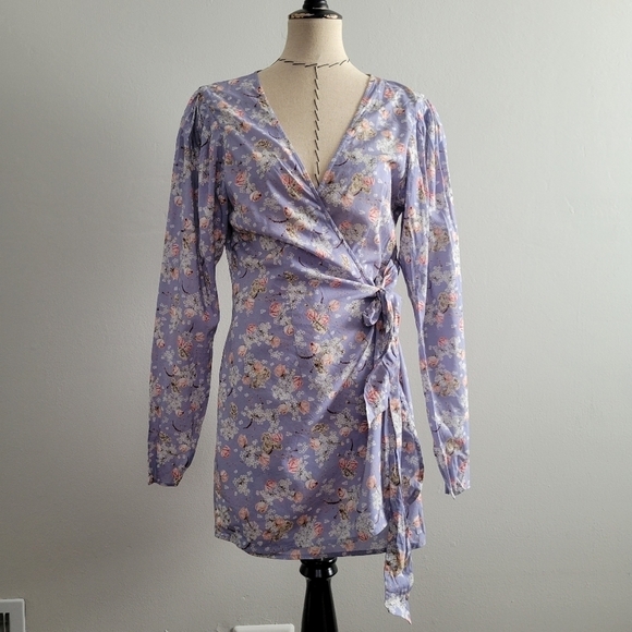 Weworewhat Floral Wrap Mini Dress - Picture 1 of 10